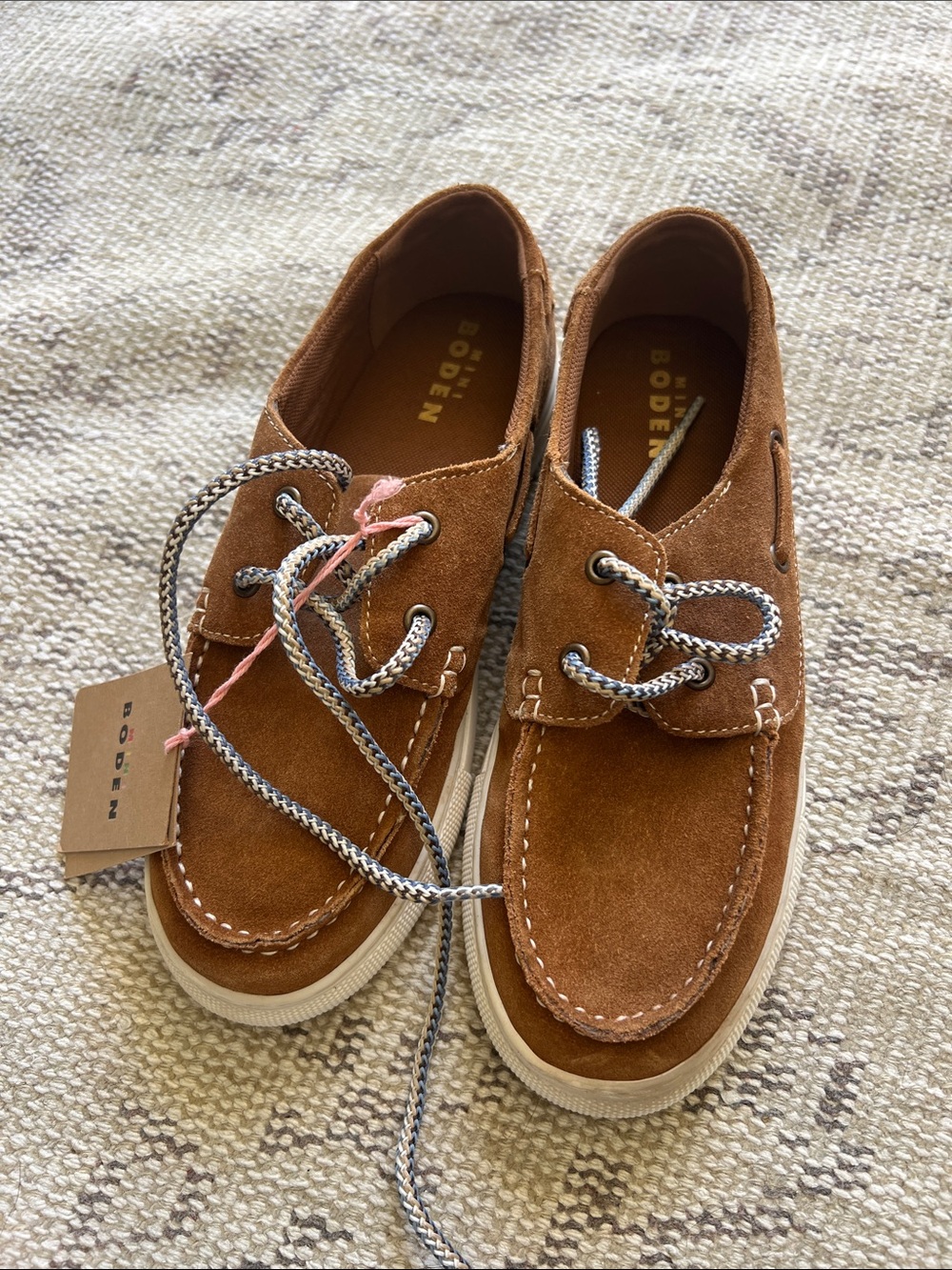Mini Boden Chestnut Suede Boat Shoes